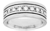 WIDE .47CT DIAMOND 14KT WHITE GOLD 7 STONE ETOILE MENS WEDDING ANNIVERSARY RING