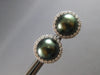 .54CT DIAMOND & AAA TAHITIAN PEARL 14KT WHITE GOLD 3D HALO FLOWER STUD EARRINGS
