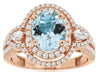LARGE 2.17CT DIAMOND & AAA AQUAMARINE 14KT ROSE GOLD DOUBLE HALO ENGAGEMENT RING
