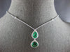 LARGE 2.4CT DIAMOND & AAA EMERALD 18K 2 TONE GOLD DOUBLE TEAR DROP LOVE NECKLACE