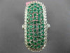 EXTRA LARGE 2.17CT DIAMOND & COLOMBIAN EMERALD 18K WHITE GOLD FILIGREE OVAL RING