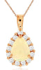 1.0CT DIAMOND & AAA OPAL 14KT ROSE GOLD 3D PEAR SHAPE & ROUND FLOATING PENDANT