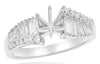ESTATE .96CT DIAMOND 18KT WHITE GOLD ROUND & BAGUETTE SEMI MOUNT ENGAGEMENT RING