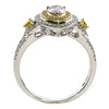 .67CT WHITE PINK & FANCY YELLOW DIAMOND 18K TRI COLOR GOLD HALO ENGAGEMENT RING