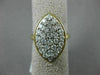 ESTATE LARGE 1.5CT DIAMOND 14K 2 TONE GOLD PAVE MARQUISE HAMMER DESIGN LOVE RING