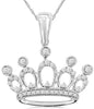 ESTATE .16CT DIAMOND 14KT WHITE GOLD 3D FLOWER FILIGREE CROWN FLOATING PENDANT