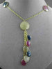 ANTIQUE 36.0CT EXTRA FACET MULTI COLOR SAPPHIRE 14KT YELLOW GOLD LARIAT NECKLACE