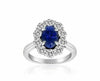 GIA CERTIFIED 2.08CT DIAMOND & AAA SAPPHIRE 18KT WHITE GOLD HALO ENGAGEMENT RING