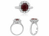 GIA CERTIFIED 3.66CT DIAMOND & AAA RUBY PLATINUM 3D HALO CLASSIC ENGAGEMENT RING