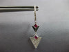ESTATE .54CT DIAMOND & AAA RUBY 14KT WHITE GOLD TRIANGULAR FUN HANGING EARRINGS
