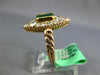 ANTIQUE LARGE 1.30CT OLD MINE DIAMOND & AAA EMERALD 14KT YELLOW GOLD 3D FUN RING