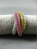 ESTATE 2.86CT DIAMOND & AAA PINK YELLOW SAPPHIRE 14K TRI COLOR GOLD TRINITY RING