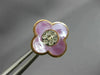 ESTATE .06CT DIAMOND & AAA MOTHER OF PEARL 14KT ROSE GOLD 4 CLOVER STUD EARRINGS