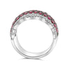 LARGE 1.94CT DIAMOND & AAA RUBY 14KT WHITE GOLD 3D MULTI ROW ANNIVERSARY RING
