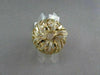 ANTIQUE WIDE  1.60CT DIAMOND 18KT YELLOW GOLD 3D OPEN FILIGREE FLOWER LEAF RING