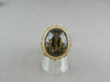 ANTIQUE WIDE 14KT GOLD YELLOW 30.03CT SMOKY TOPAZ & DIAMOND OVAL COCKTAIL RING