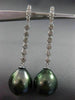 ESTATE LARGE .36CT DIAMOND 18KT WHITE GOLD AAA TAHITIAN PEARL ELONGATED EARRINGS