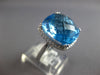 EXTRA LARGE 15.70CT DIAMOND & AAA BLUE TOPAZ 14K WHITE GOLD CUSHION & ROUND RING