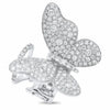 ESTATE EXTRA LARGE 3.24CT DIAMOND 18KT WHITE GOLD 3D BUTTERFLY LOVE RING