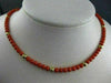 ESTATE AAA RED CORAL & GOLD BEADS 14KT Y GOLD NECKLACE & FILIGREE LOCK 5MM 22069