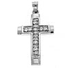 ESTATE .31CT DIAMOND 14KT WHITE GOLD 3D CLASSIC CROSS FLOATING PENDANT