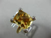 ESTATE LARGE 4.99CT DIAMOND & AAA CITRINE 14K WHTIE GOLD 3D CUSHION CUT FUN RING