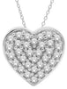 ESTATE 0.1CT DIAMOND 14KT WHITE GOLD CLASSIC SMALL PAVE HEART FLOATING PENDANT
