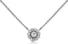 ESTATE .26CT DIAMOND 14KT WHITE GOLD 3D CLASSIC FLOWER INVISIBLE LOVE NECKLACE