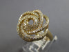 ESTATE LARGE 1.05CT DIAMOND 14KT YELLOW GOLD CLASSIC MULTI ROW FLOWER LOVE RING