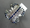 ESTATE LARGE 2.30CT DIAMOND & AAA SAPPHIRE 14KT WHITE GOLD 3D PAVE FUN RING