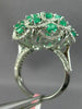 ESTATE LARGE 4.04CT DIAMOND & AAA EMERALD 18K WHITE GOLD 3D FLOWER FILIGREE RING