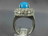 ESTATE LARGE 9.86CT DIAMOND & AAA TURQUOISE 14KT WHITE GOLD OVAL FUN RING #1997