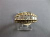 WIDE 1.26CT DIAMOND 14KT YELLOW GOLD 3D ROUND & BAGUETTE 3 ROW ANNIVERSARY RING