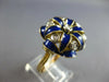 ANTIQUE LARGE .18CT OLD MINE DIAMOND & BLUE ENAMEL 18KT 2 TONE GOLD RING #27709
