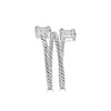 ESTATE .39CT DIAMOND 18K WHITE GOLD ROUND & BAGUETTE DOUBLE SQUARE ROPE FUN RING