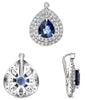 1.98CT DIAMOND & AAA SAPPHIRE PLATINUM 3D PEAR SHAPE & ROUND DOUBLE HALO PENDANT