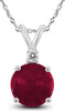.48CT DIAMOND & AAA RUBY 14KT WHITE GOLD 3D CLASSIC SOLITAIRE FLOATING PENDANT
