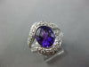 LARGE 4.16CT DIAMOND & AAA AMETHYST 18KT WHITE GOLD 3D OVAL DOUBLE V FUN RING