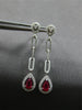 .78CT DIAMOND & AAA RUBY 14K WHITE GOLD PEAR SHAPE & ROUND HALO HANGING EARRINGS