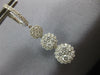 ESTATE 2.08CT DIAMOND 18K WHITE GOLD 3D FLOWER JOURNEY CLUSTER HANGING EARRINGS