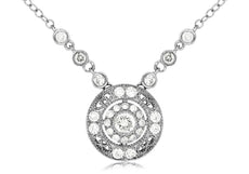 .40CT DIAMOND 14KT WHITE GOLD ROUND FILIGREE SOLITAIRE BY THE YARD LOVE NECKLACE