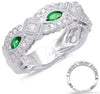 WIDE .68CT DIAMOND & AAA TSAVORITE 14KT WHITE GOLD 3D FILIGREE ANNIVERSARY RING