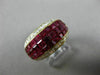ESTATE WIDE 5.30CT DIAMOND & AAA RUBY 18K YELLOW GOLD INVISIBLE ANNIVERSARY RING