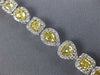 LARGE 9.13CT WHITE & FANCY YELLOW DIAMOND 18K WHITE GOLD 3D HALO TENNIS BRACELET