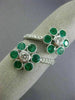 ESTATE EXTRA LARGE 2.29CT DIAMOND & AAA EMERALD 18KT WHITE GOLD FLOWER LOVE RING