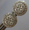 ESTATE .51CT DIAMOND 14KT WHITE GOLD 3D CLASSIC CLUSTER FLOWER STUD EARRINGS