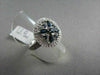 ANTIQUE  WIDE 1.15CT DIAMOND & AAA BLUE SAPPHIRE 14KT WHITE GOLD 3D FLOWER RING