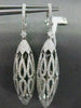 ANTIQUE 3.07CT DIAMOND 18K WHITE GOLD LONG FILIGREE DOME HANGING EARRINGS E00897