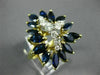 ESTATE LARGE 3.40CT DIAMOND & AAA SAPPHIRE 14K 2 TONE GOLD 3D FLOWER RING 20815
