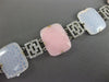 LARGE 2.2CT DIAMOND & AAA WHITE & PINK QUARTZ 14K WHITE GOLD SQUARE FUN BRACELET
